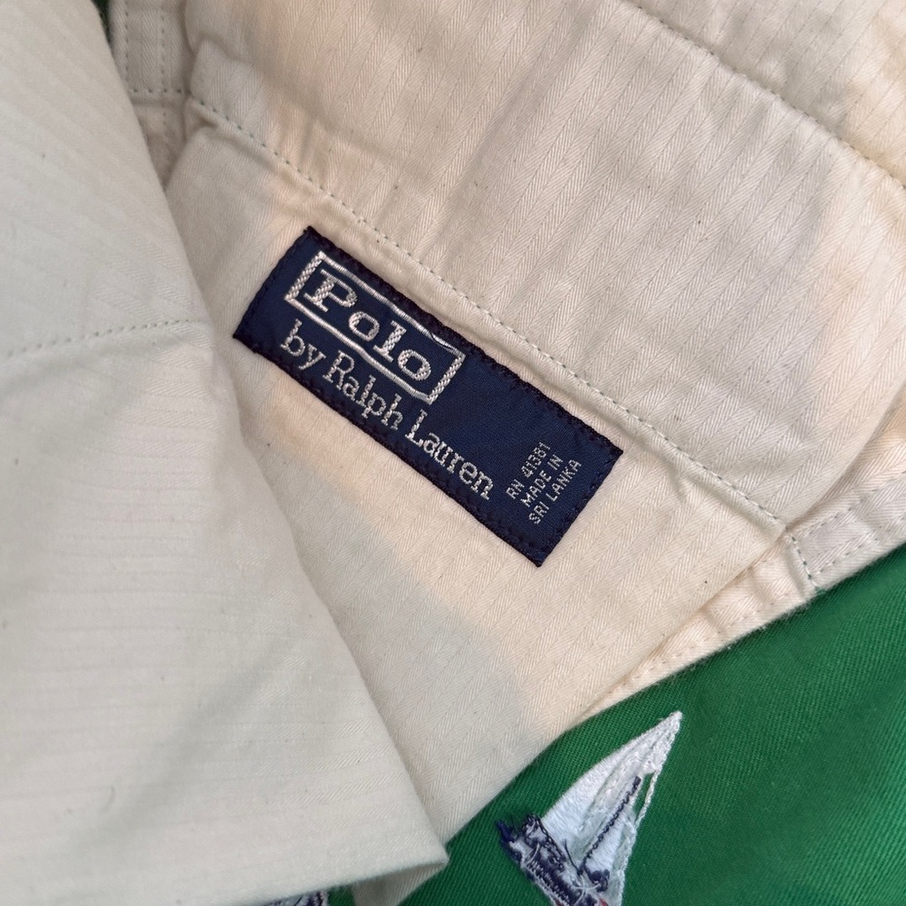 Polo Ralph Lauren Green Shorts with Embroidered Sailboats - Picture 3 of 4